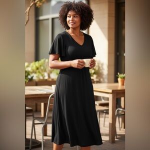 Bridesmay Women's Flutter Sleeve Swing Dress – Black – Size Small – NWOT